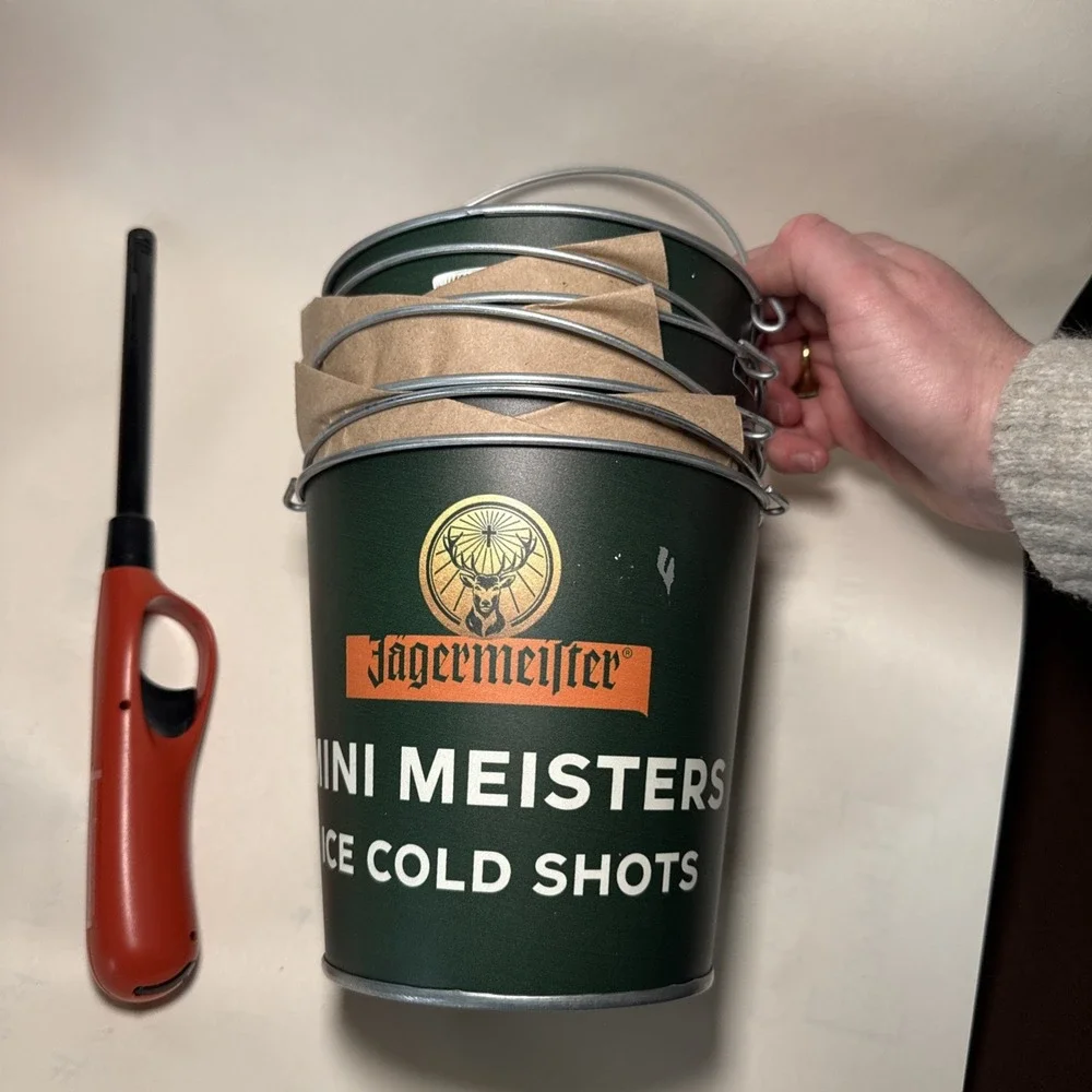 Jagermeister Home Mini Meisters Green Metal Ice Buckets Set of 4 OS NEW